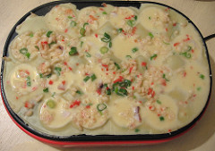 Takoyaki batter on griddle