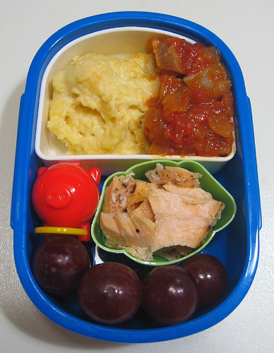 Grits and sausage lunch for toddler