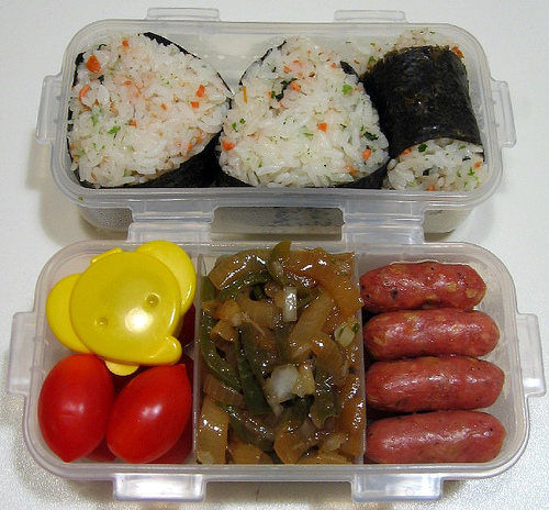 Onion and pepper saute bento