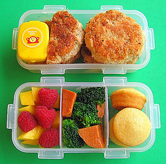 Salmon cake bento lunch