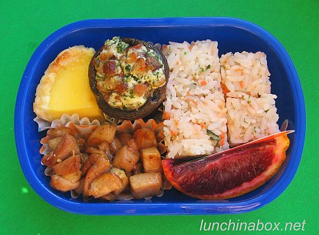 Stuffed mushroom bento lunch for preschooler