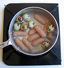 Prep for quail eggs and sausages Prep for quail eggs and sausages