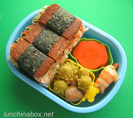 Spam musubi bento lunches