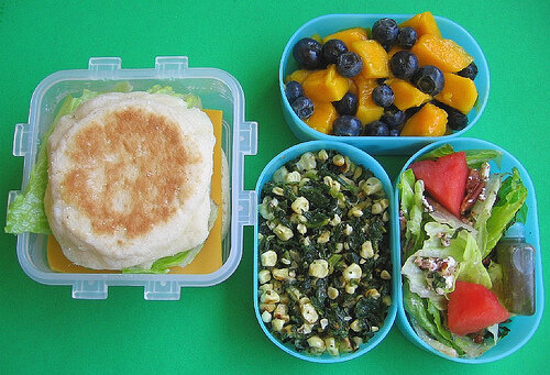 Spinach and corn salad lunch
