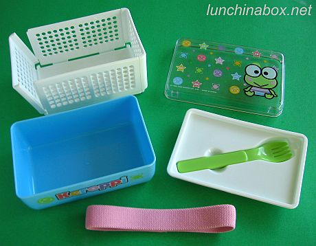 Keroppi combo bento box and collapsible sandwich case (exploded)