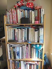 Old kitchen bookcase before reorganization