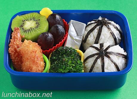 Fried shrimp bento lunch for preschooler