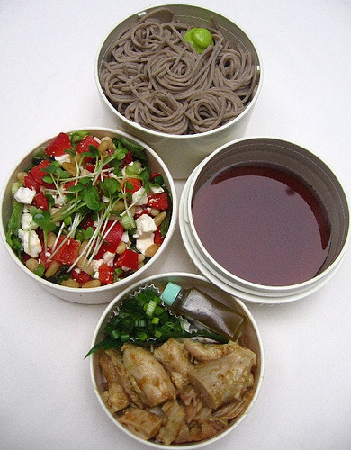 Zarusoba and Lizano chicken lunch ãŠå¼å½“