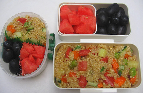 Quinoa salad lunch (mother and toddler versions)