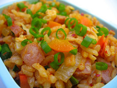 Kimchi spam fried rice for toddler
